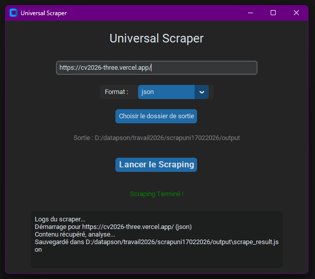 Universal Scraper — POC rapide