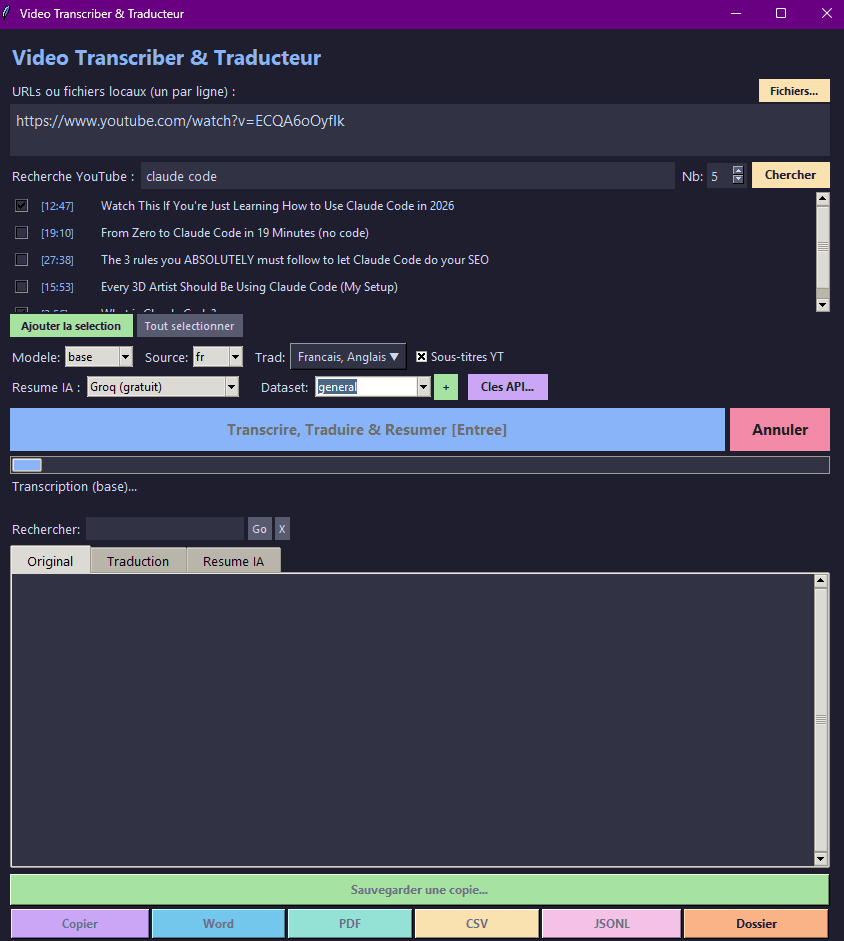 Video Transcriber & Traducteur